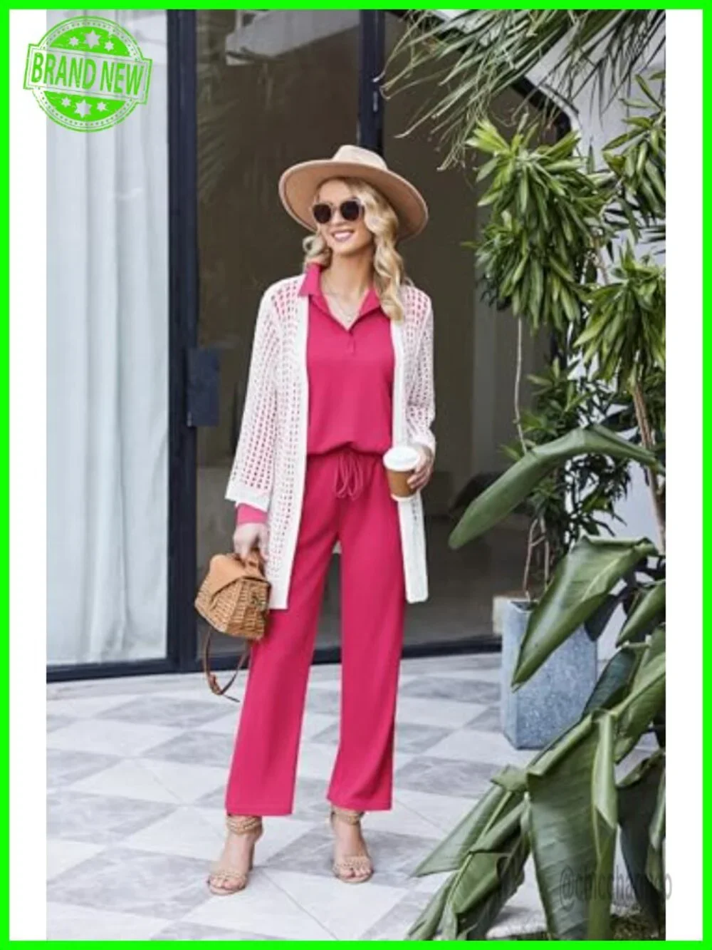 Womens 2 Piece Matching Lounge Set Sweatsuit Waffle Knit Pajamas Long Sleeve